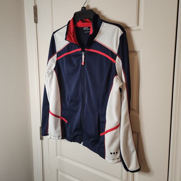 Three Hearts Jacket Womens sz Large Red White Blue Patriotic Y2K Retro - Picture 7 of 12